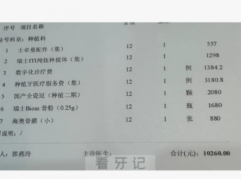 广州私立口腔医院种植牙价目表2023年网友自拍版