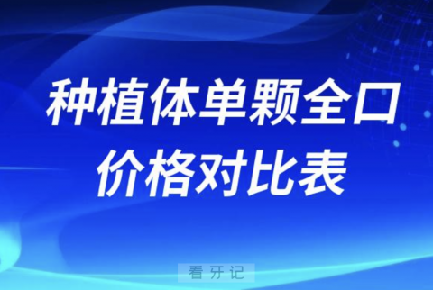 十大常见种植体单颗全口价格对比表（包含国产进口）