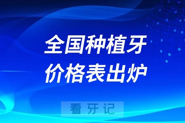 024全国种植牙价格表出炉含单颗/半口/全口"